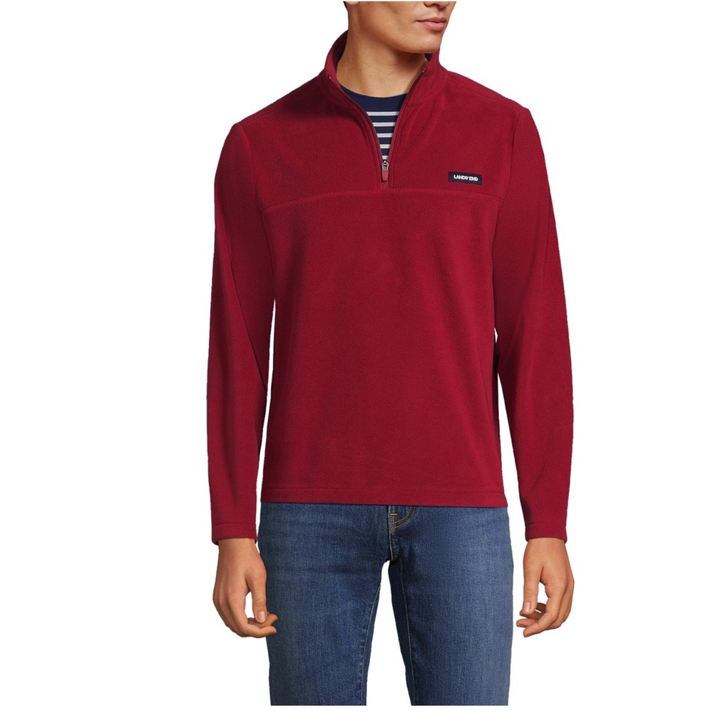 Lands' End Men's‎ Fleece Quarter Zip Pullover Burgundy size M
